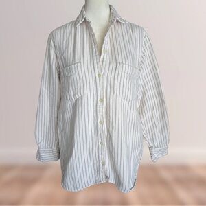LAST CHANCE Madewell Cozy Thick Cotton White & Cream Striped Button Down Shirt